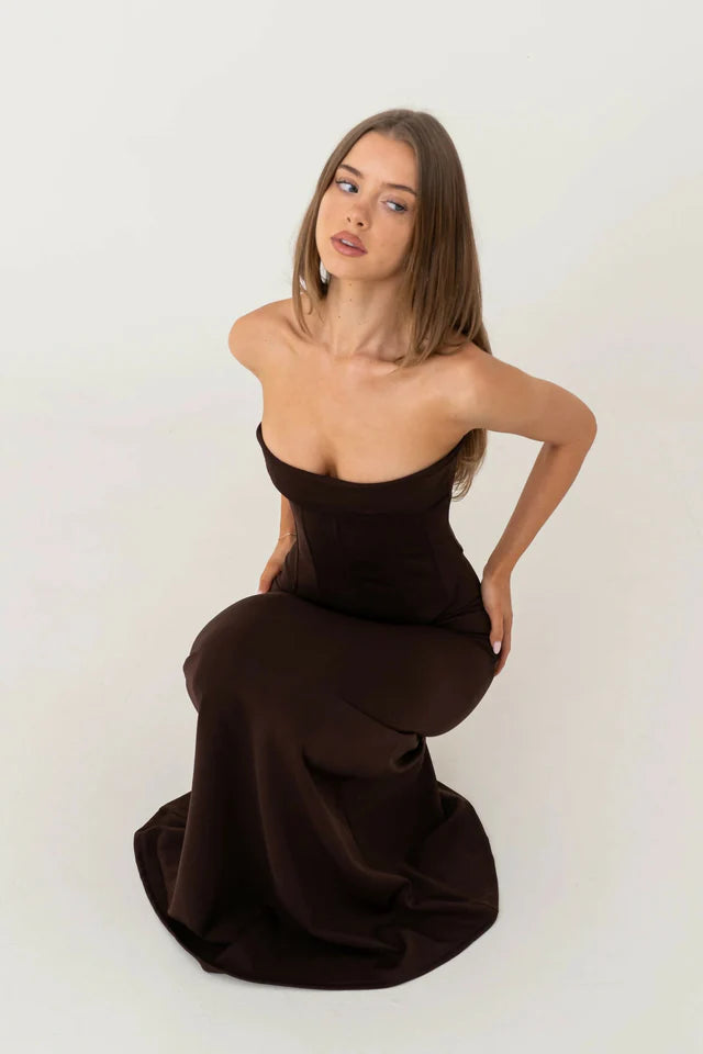 Hntr the Label Louie gown Brown