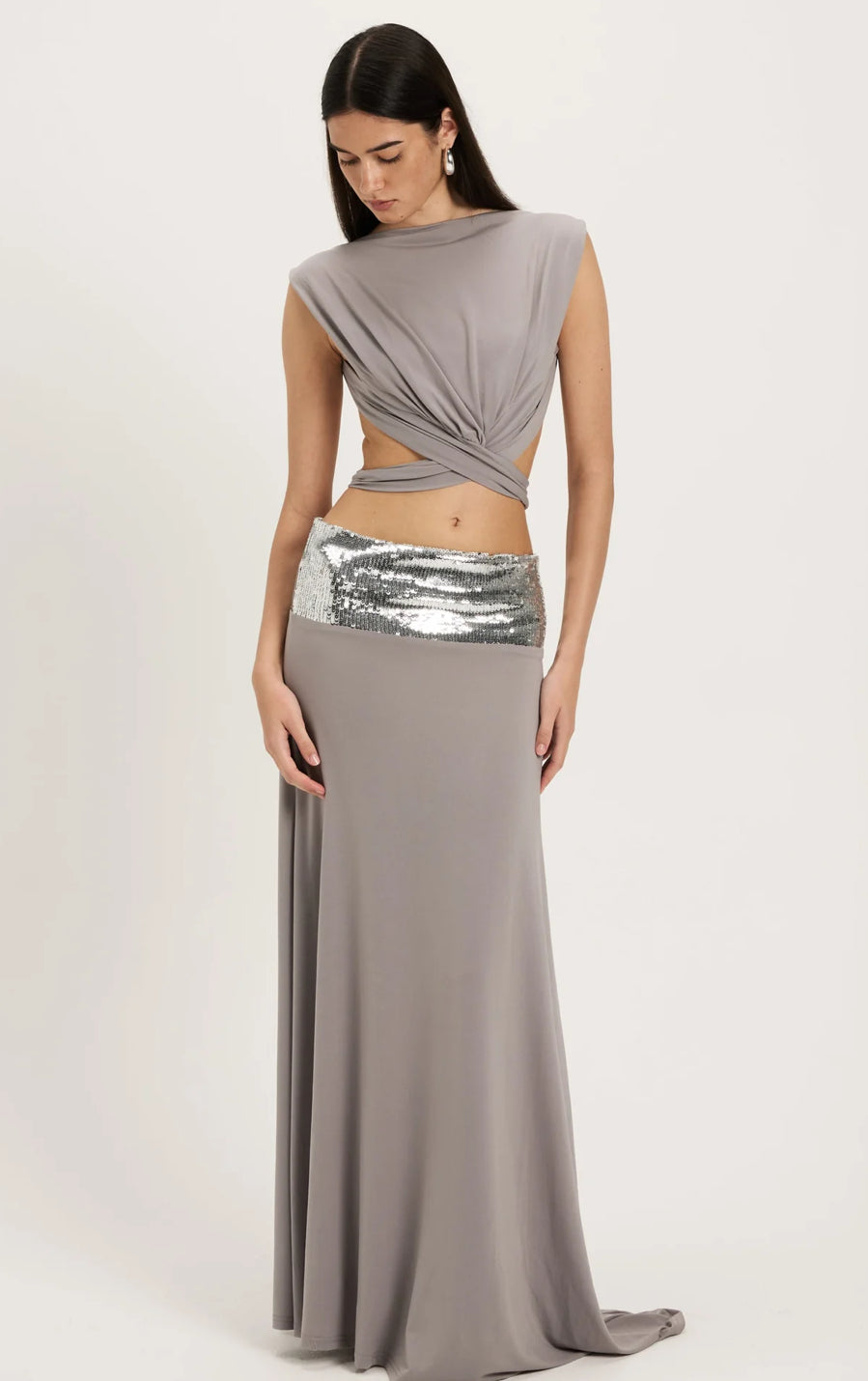 Ance gria lune low waisted maxi and lune boat neck tie wrap