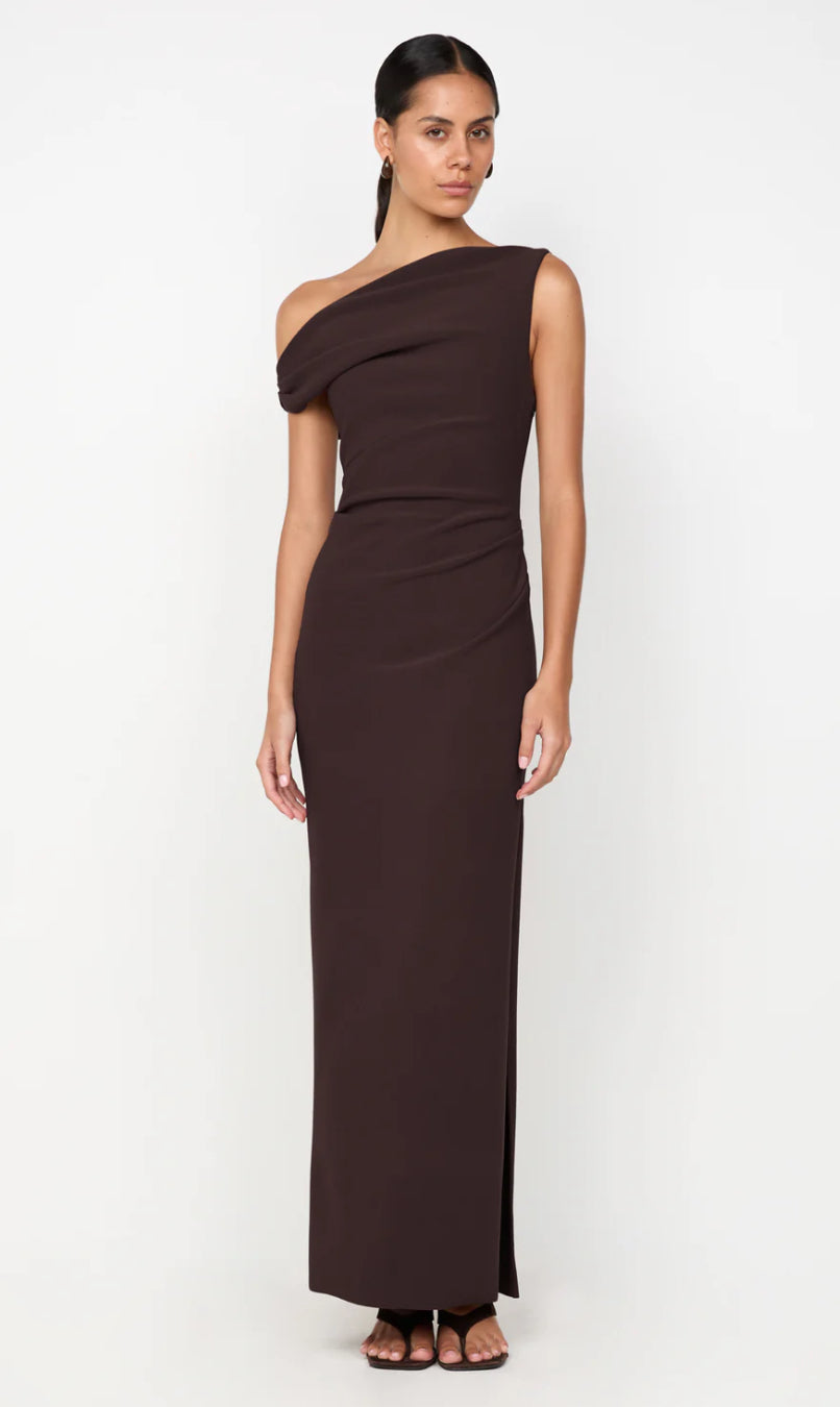 LEORA ASYM MAXI DRESS DARK
CHOCOLATE
