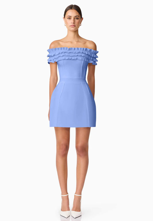 Elliatt Sonya Off The Shoulder Mini Dress in Blue