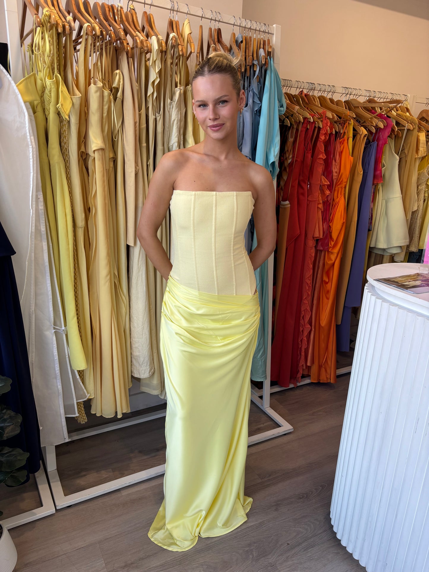 Huxley gown yellow hntr the label
