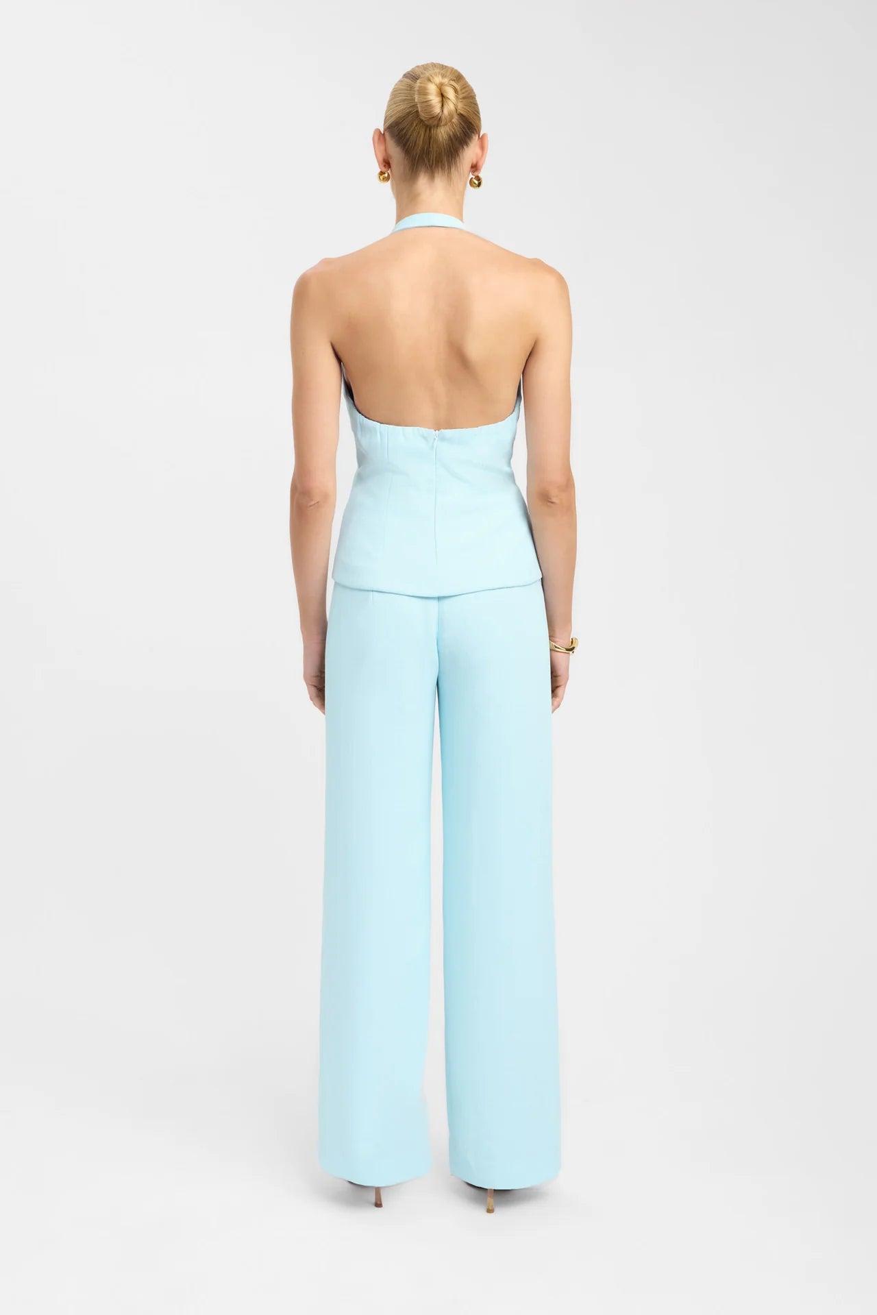 Kookai Oyster trim halter & oyster pants blue