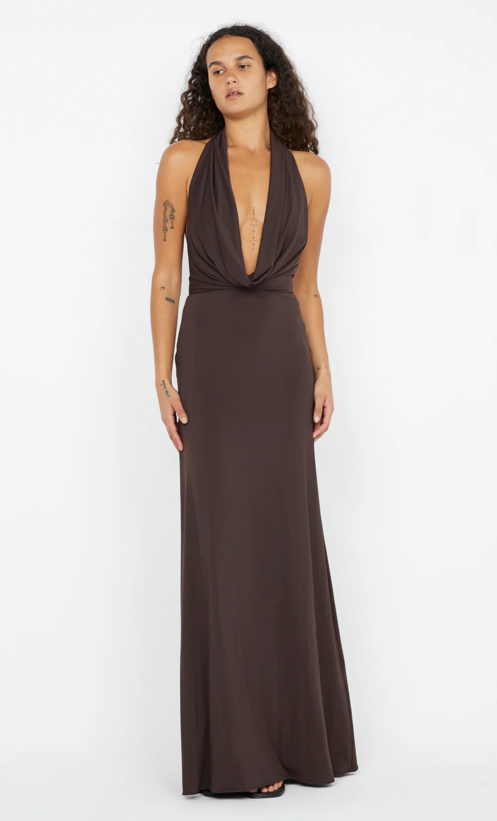 Bec & Bridge NESSIE COWL MAXI DRESS DARK CHOCOLATE