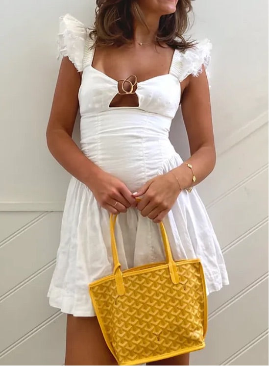 Aje Simone Frill Sleeve Mini Ivory Hire Me AU Aje Simone Frill Sleeve Mini Ivory Hire Me AU