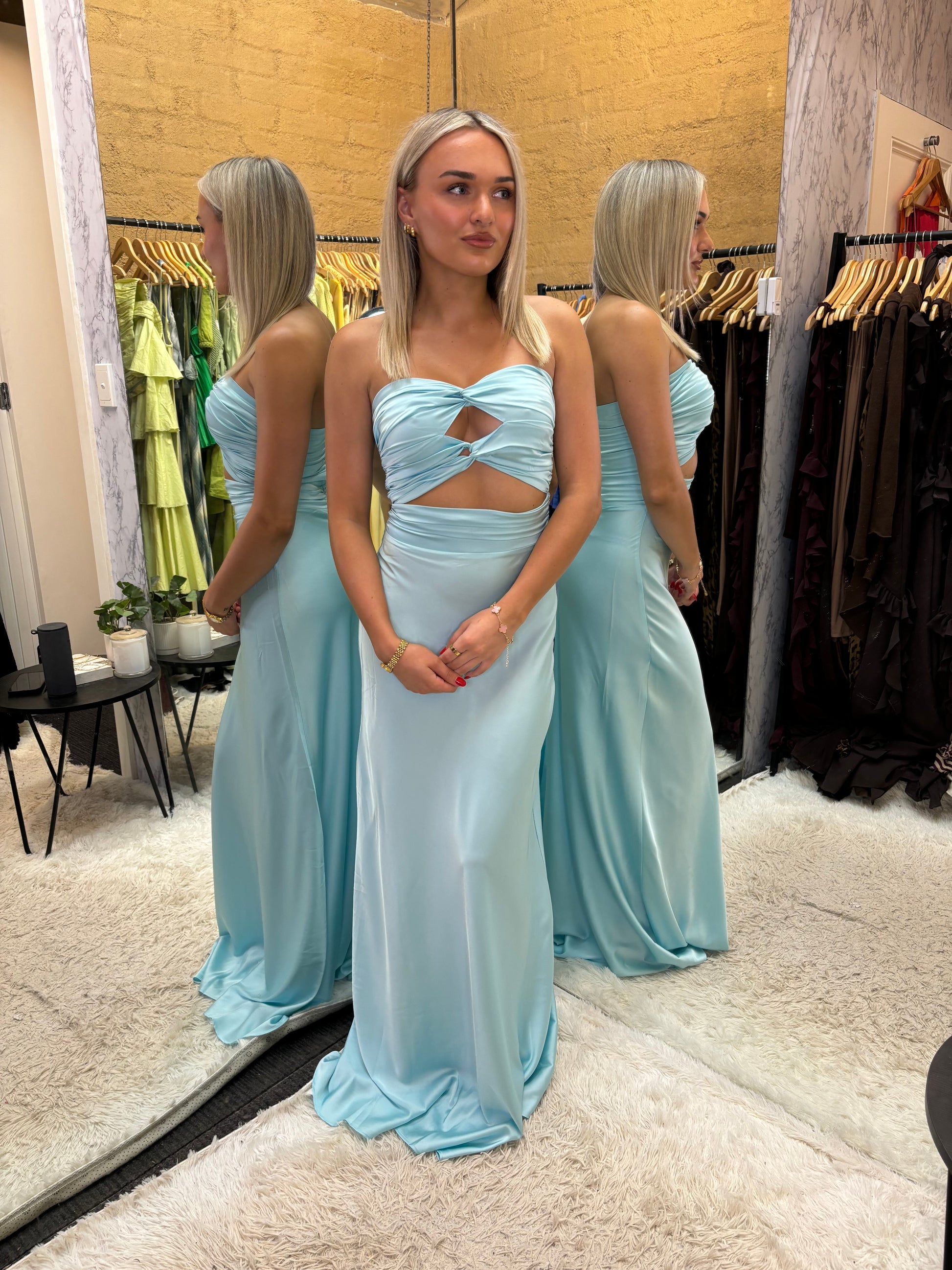 hntr the label blue dress Gaia Gown Azul Formal Gown Australia