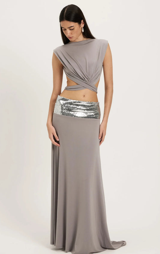 Ance gria lune low waisted maxi and lune boat neck tie wrap