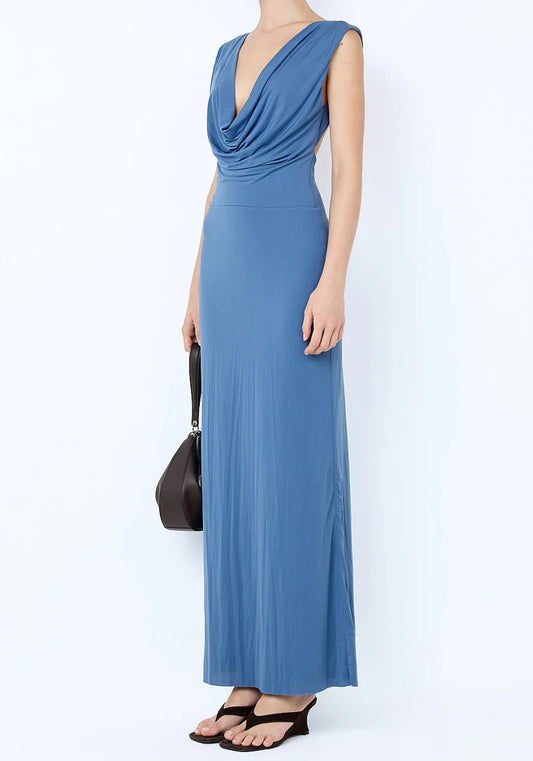 Brigitte cowl neck maxi bec and bridge Steele blue