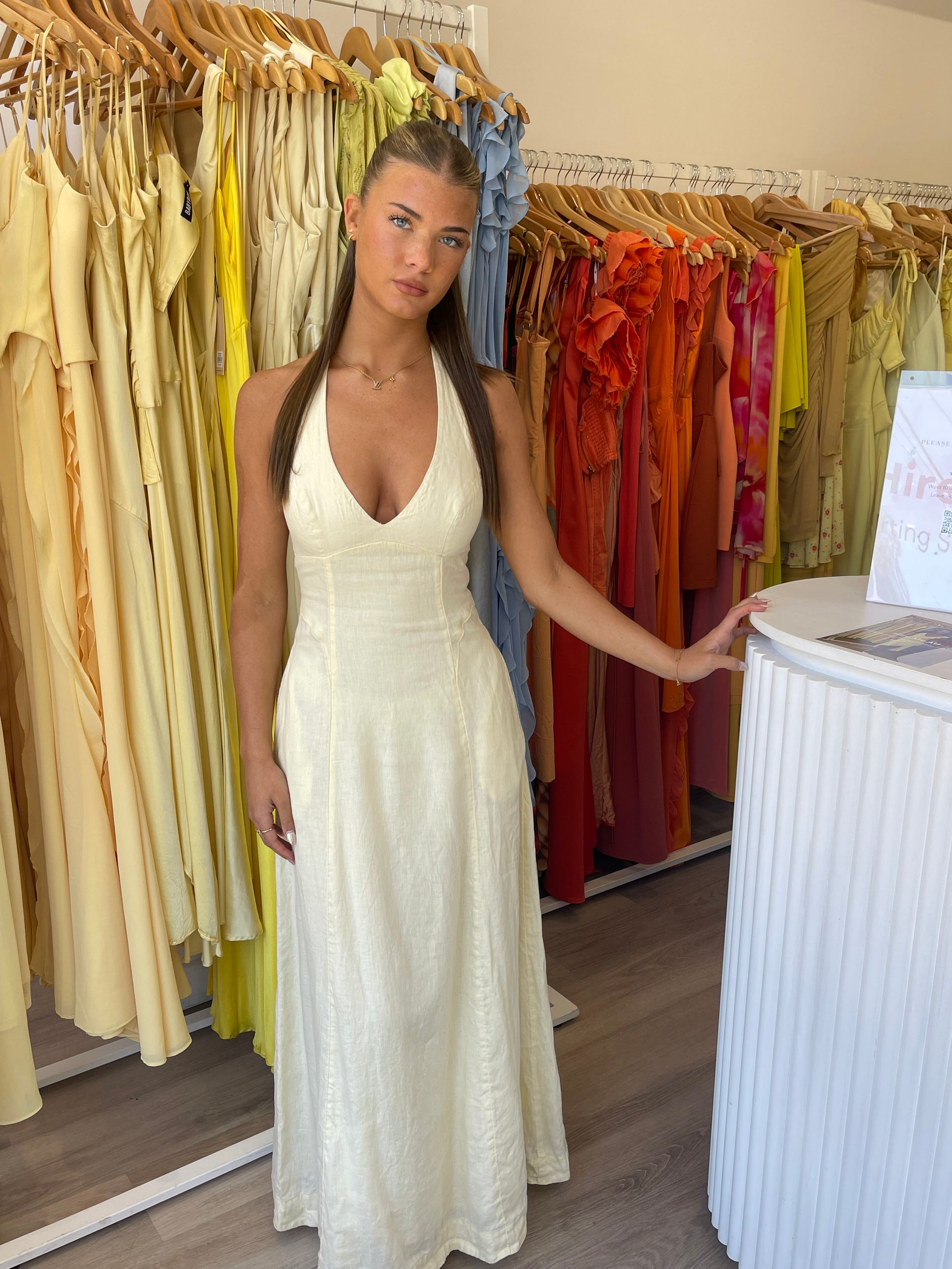kookai yellow halter dress Cancun Maxi Dress