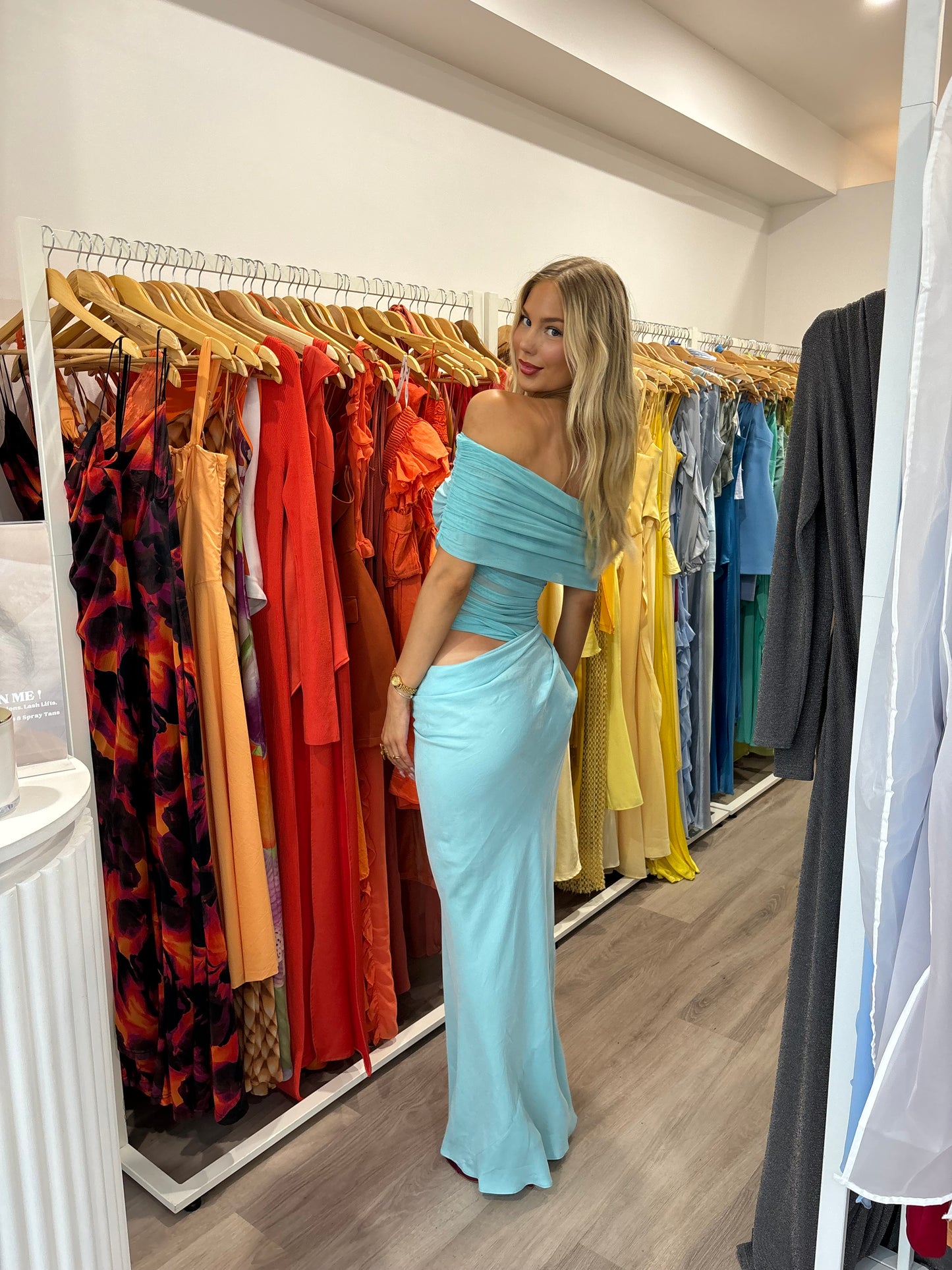 Nico Off Shoulder Maxi Dress Benni Aqua