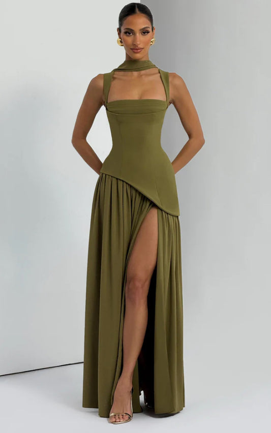 TULLULAH MAXI DRESS DEEP OLIVE
