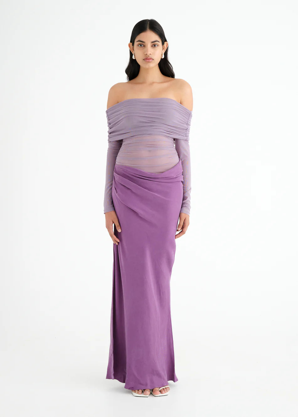 BENNI Yasmin Off Shoulder Maxi Dress in Vintage Orchid Purple