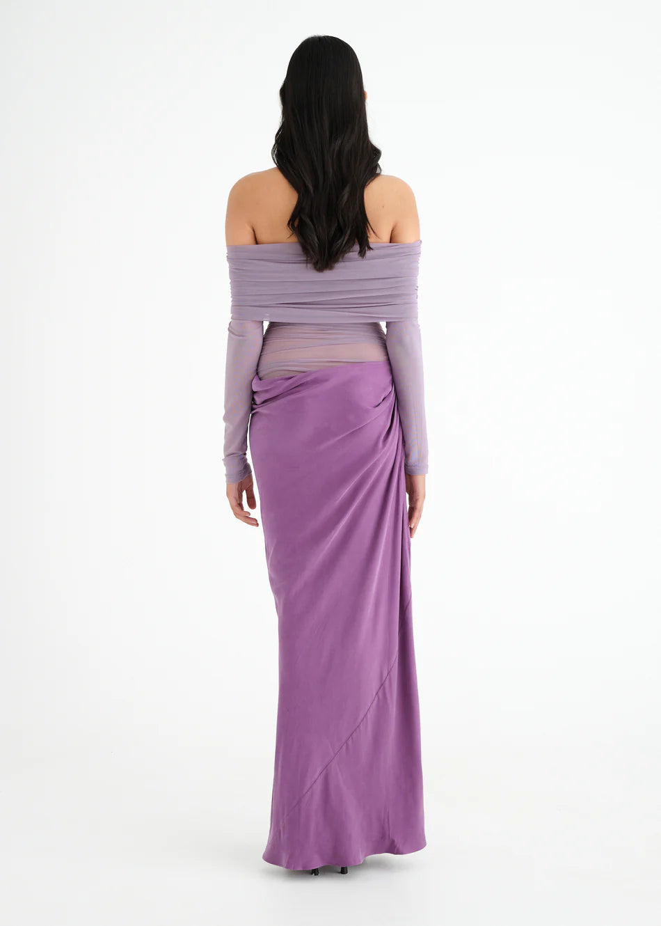 BENNI Yasmin Off Shoulder Maxi Dress in Vintage Orchid Purple