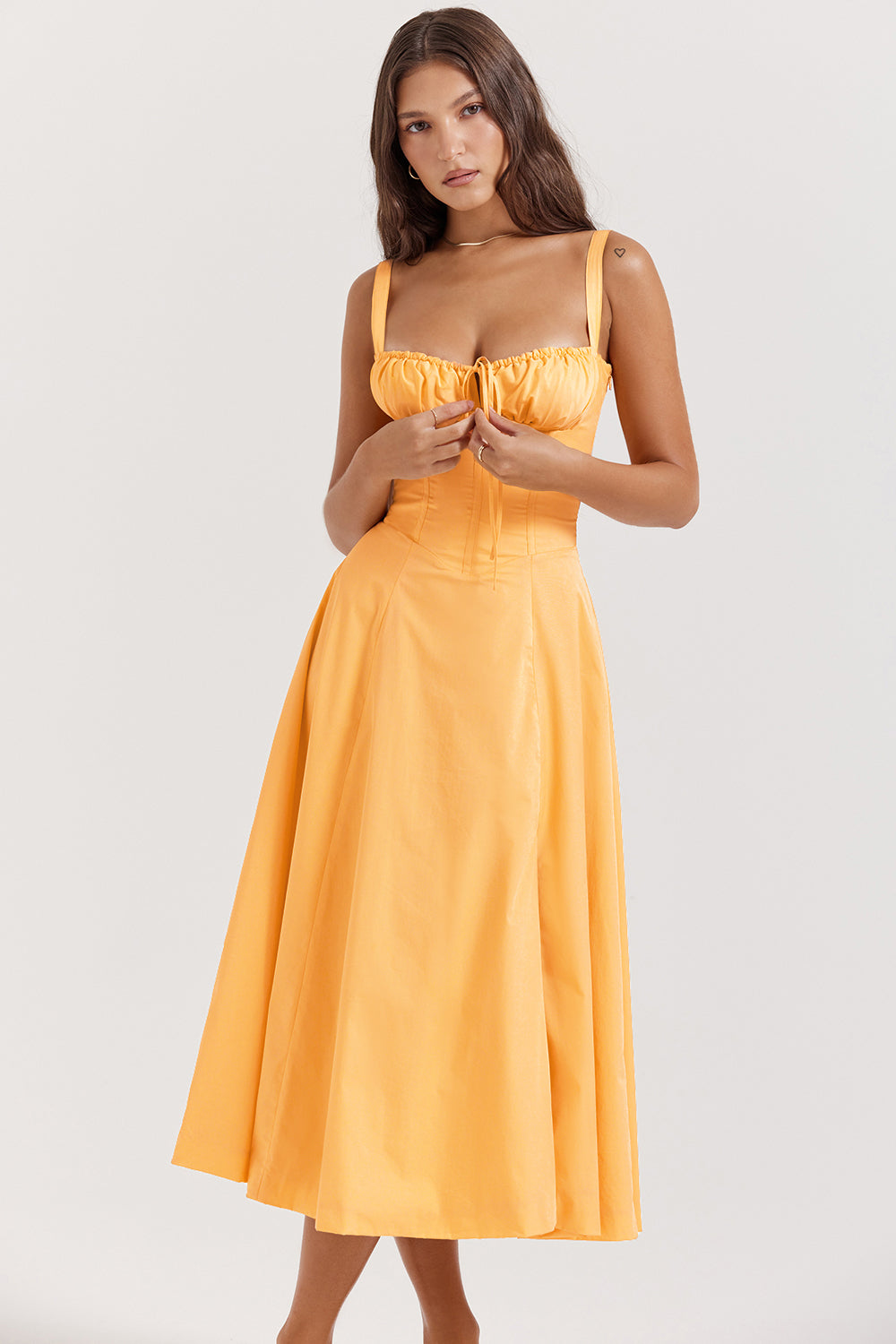 Carmen Tangerine Bustier Sundress House of CB