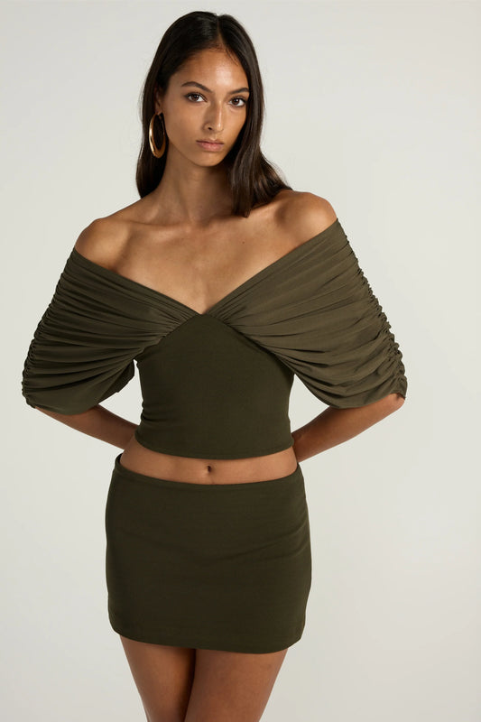 Neve top and skirt olive set Ance gria