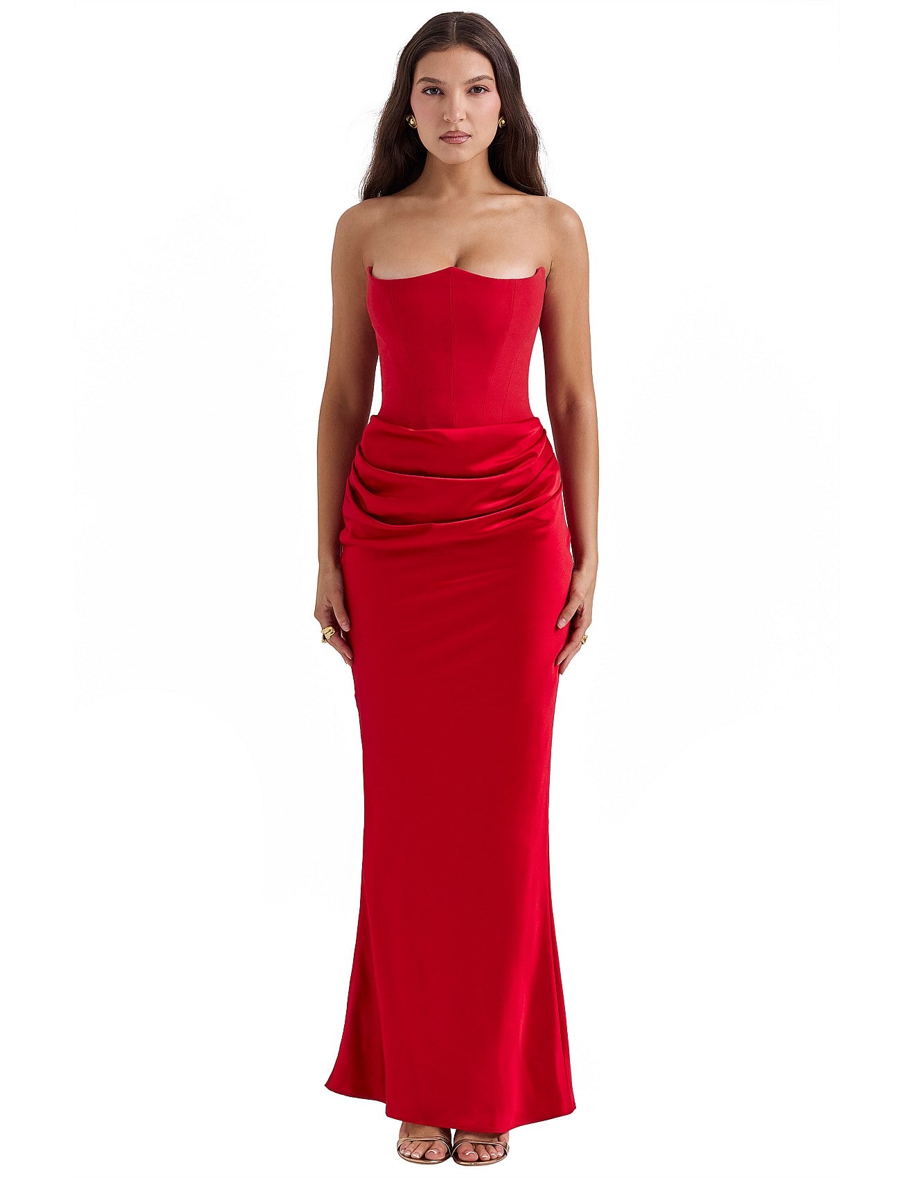 HOUSE OF CB PERSEPHONE CORSET MAXI DRESS RED