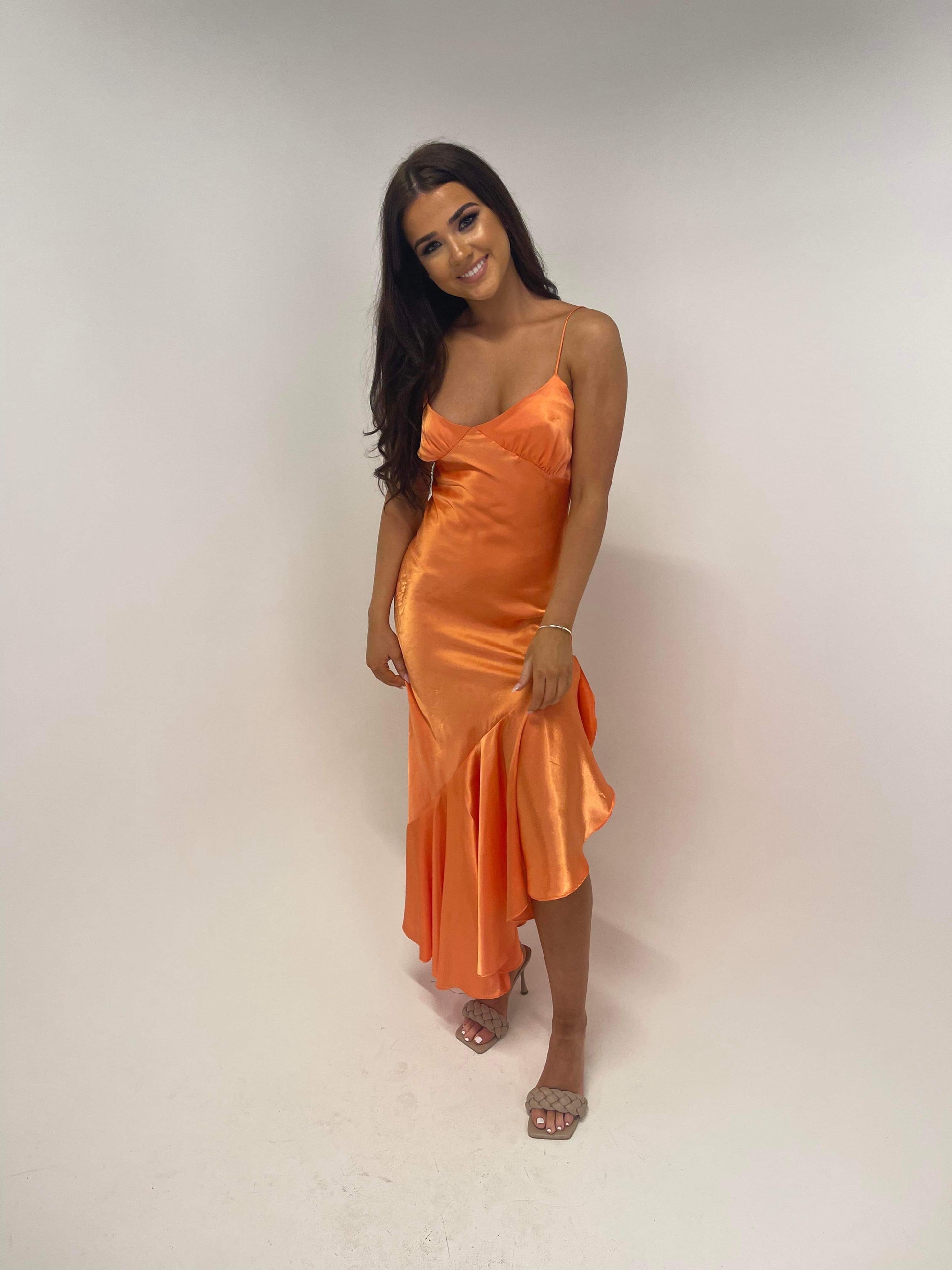 the line by k allegra dress The Line By K + Allegra asymmetric ruffled satin dress